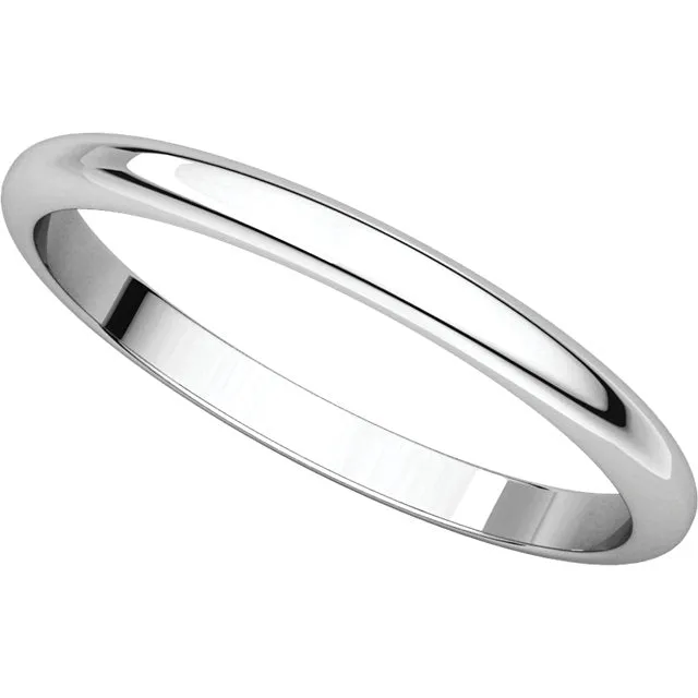 Platinum 2mm Half Round Band, Size 6