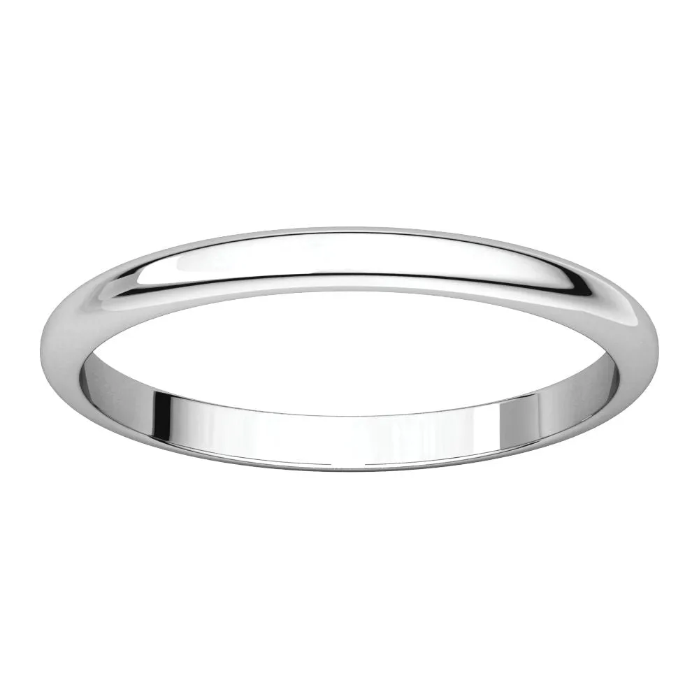 Platinum 2mm Half Round Band, Size 6