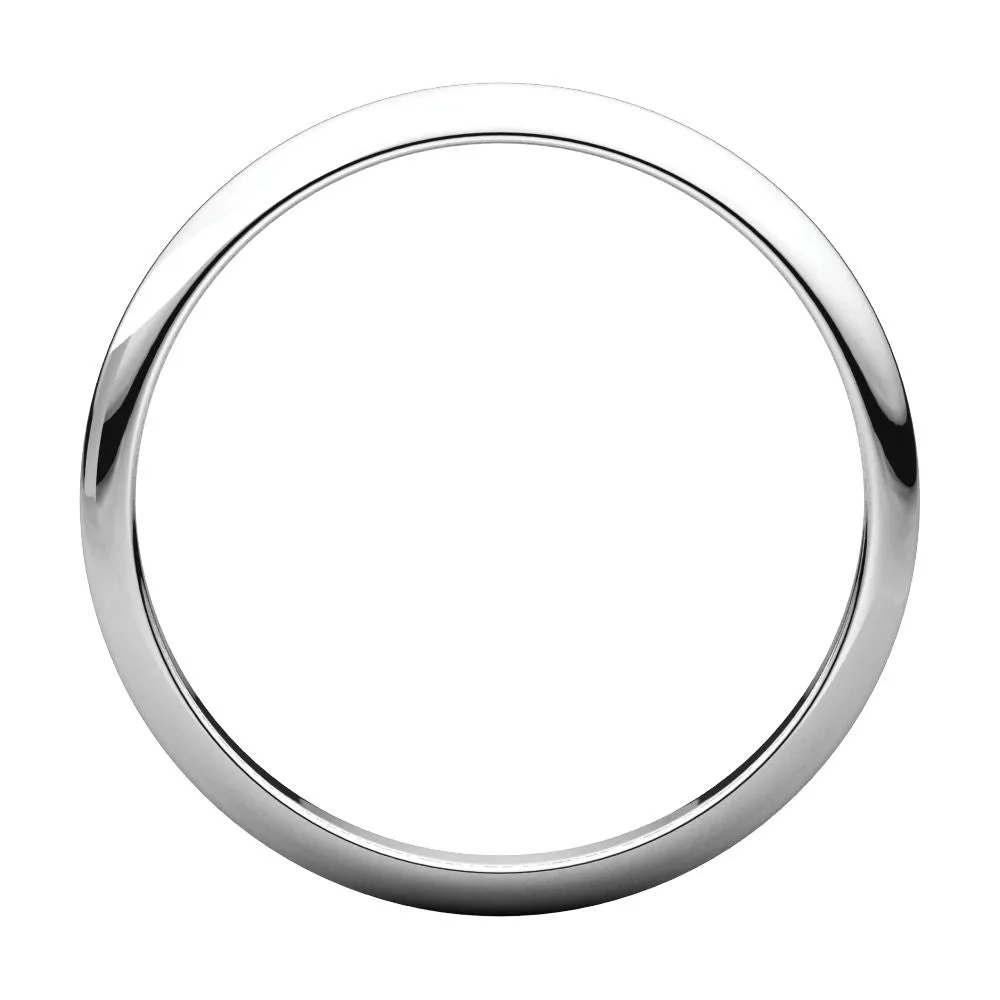 Platinum 2mm Half Round Band, Size 6