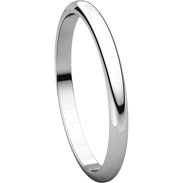 Platinum 2mm Half Round Band, Size 6