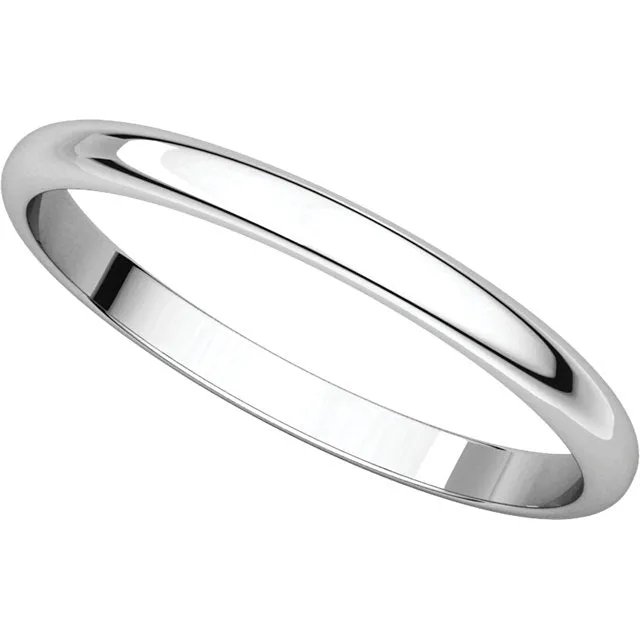 Platinum 2mm Half Round Light Band, Size 5