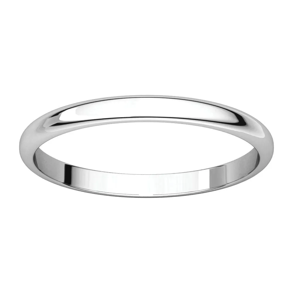 Platinum 2mm Half Round Light Band, Size 5