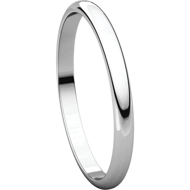 Platinum 2mm Half Round Light Band, Size 5
