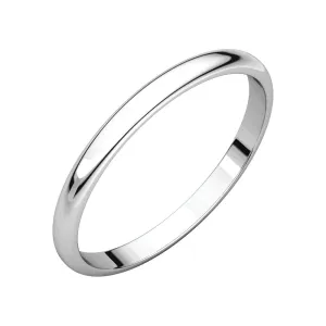 Platinum 2mm Half Round Light Band, Size 5