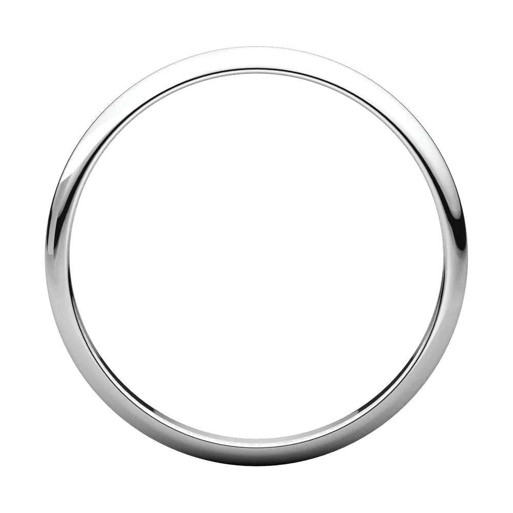 Platinum 2mm Half Round Light Band, Size 5