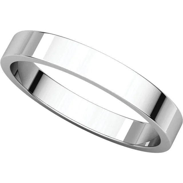 Platinum 3mm Flat Band, Size 9