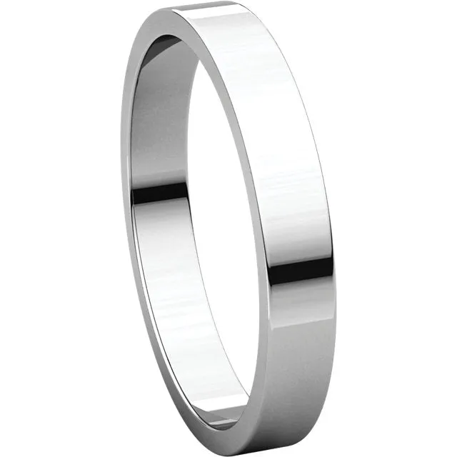 Platinum 3mm Flat Band, Size 9