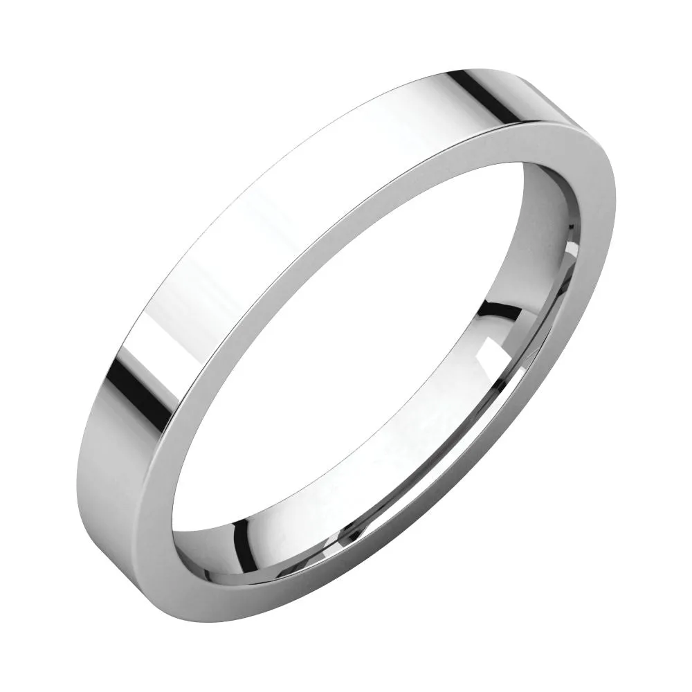 Platinum 3mm Flat Comfort Fit Band, Size 9