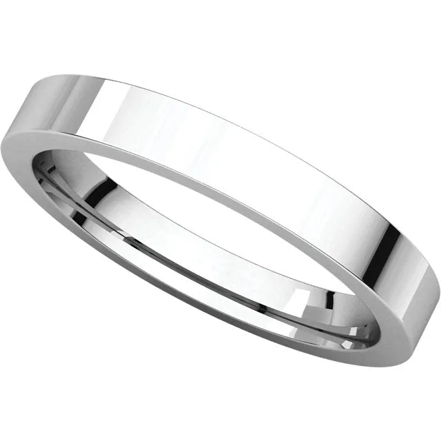 Platinum 3mm Flat Comfort Fit Band, Size 9