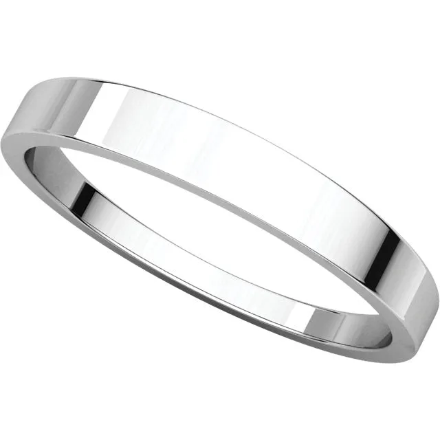 Platinum 3mm Flat Tapered Band, Size 7.5