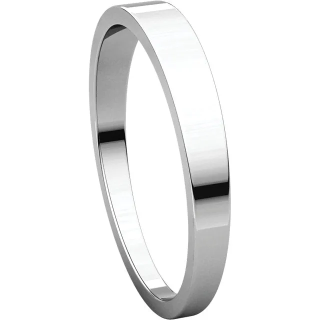 Platinum 3mm Flat Tapered Band, Size 7.5