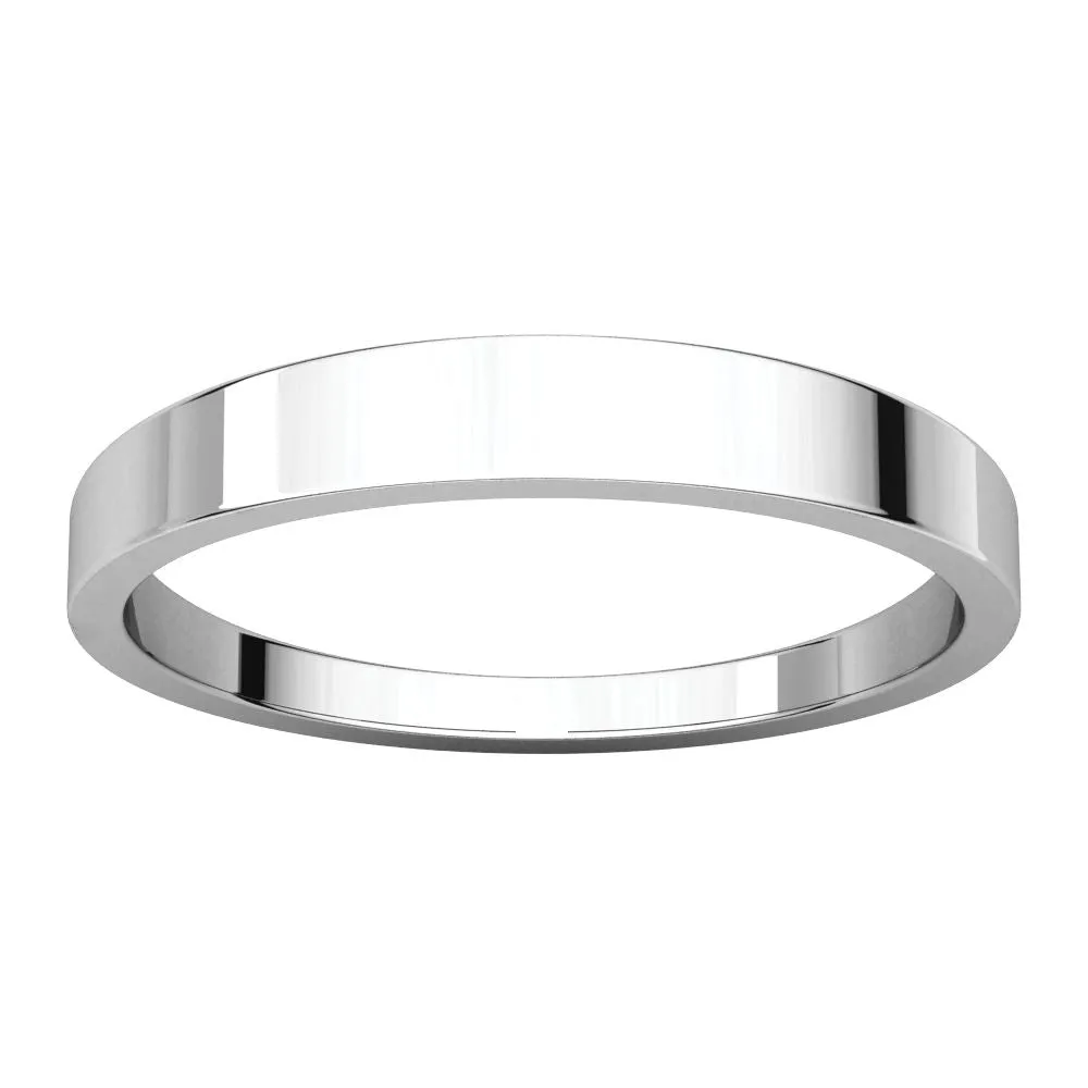 Platinum 3mm Flat Tapered Band, Size 7.5
