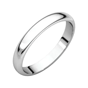 Platinum 3mm Half Round Band, Size 4.5