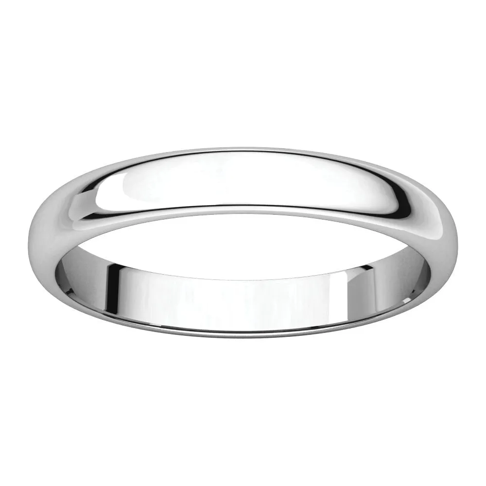 Platinum 3mm Half Round Band, Size 4.5