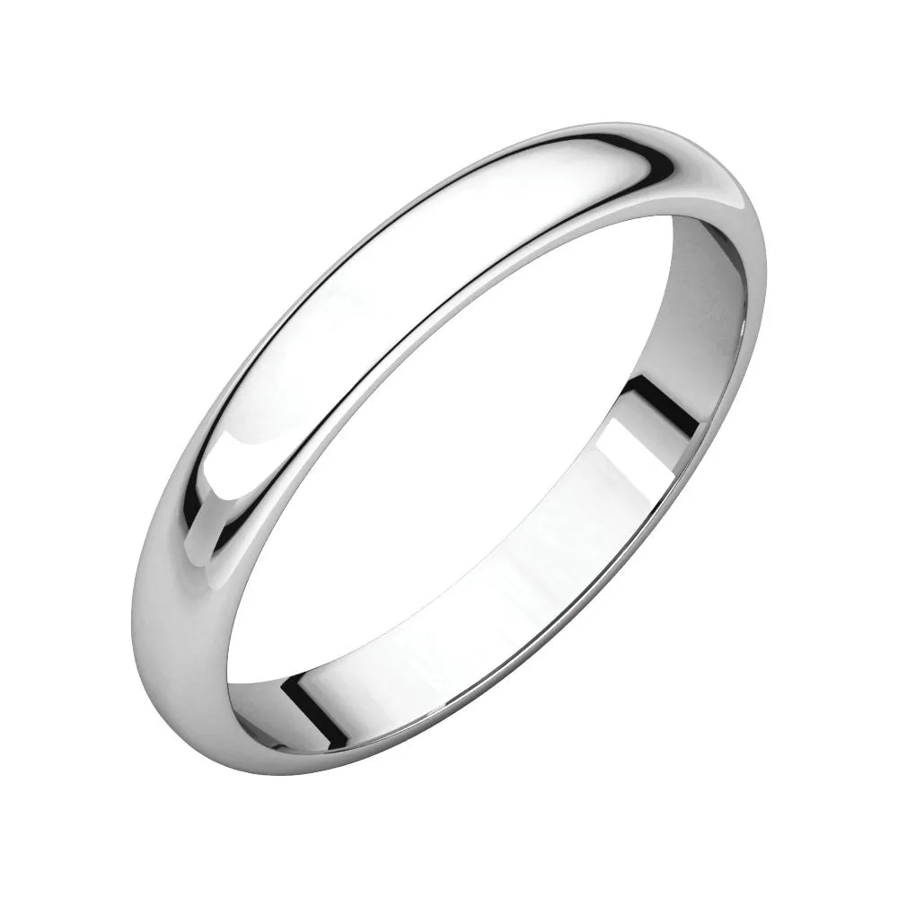 Platinum 3mm Half Round Band, Size 4.5