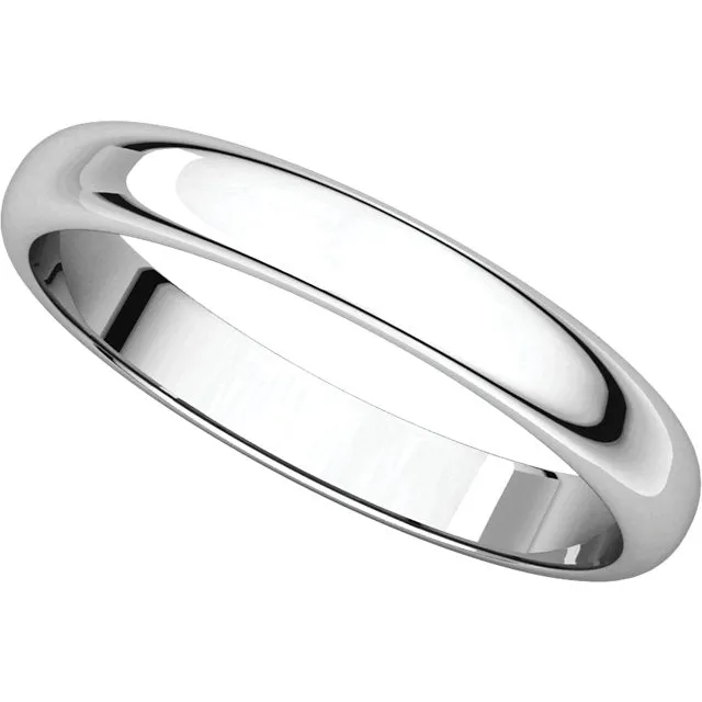 Platinum 3mm Half Round Band, Size 4.5