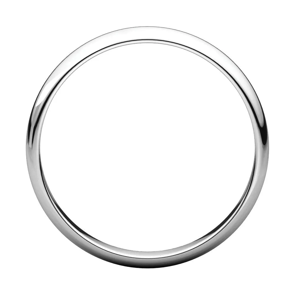 Platinum 3mm Half Round Light Band, Size 6