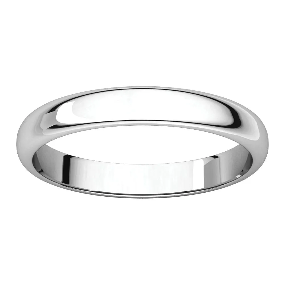 Platinum 4mm Half Round Light Band, Size 12