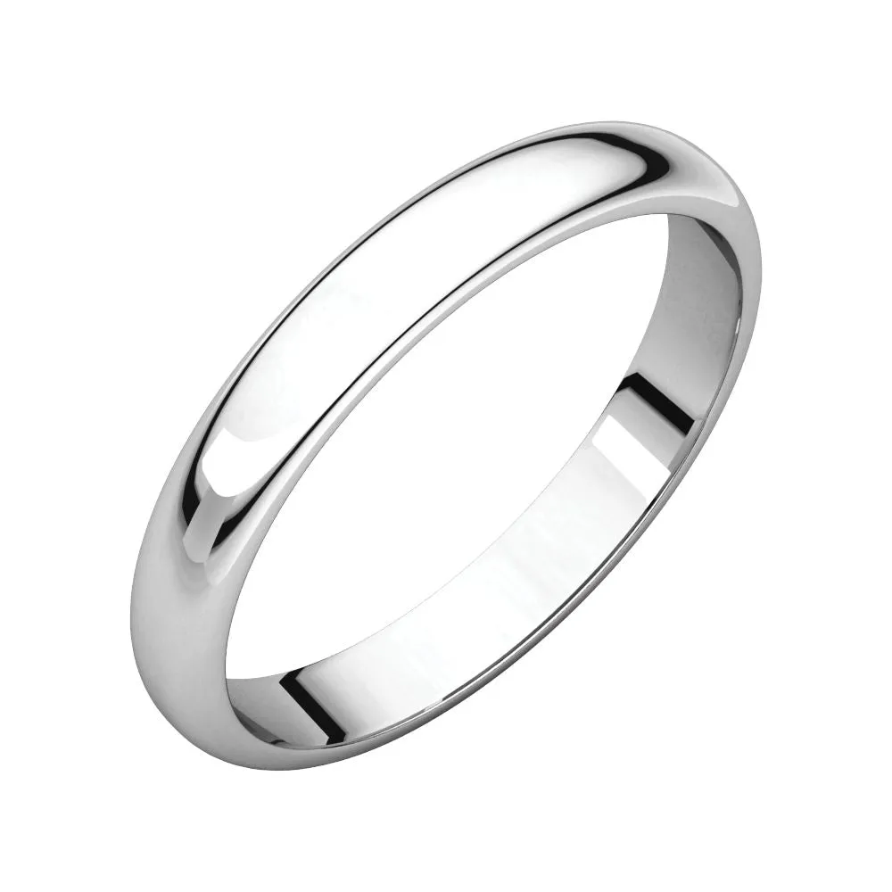 Platinum 4mm Half Round Light Band, Size 12