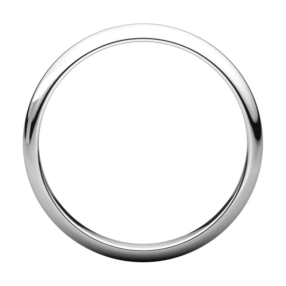 Platinum 4mm Half Round Light Band, Size 12