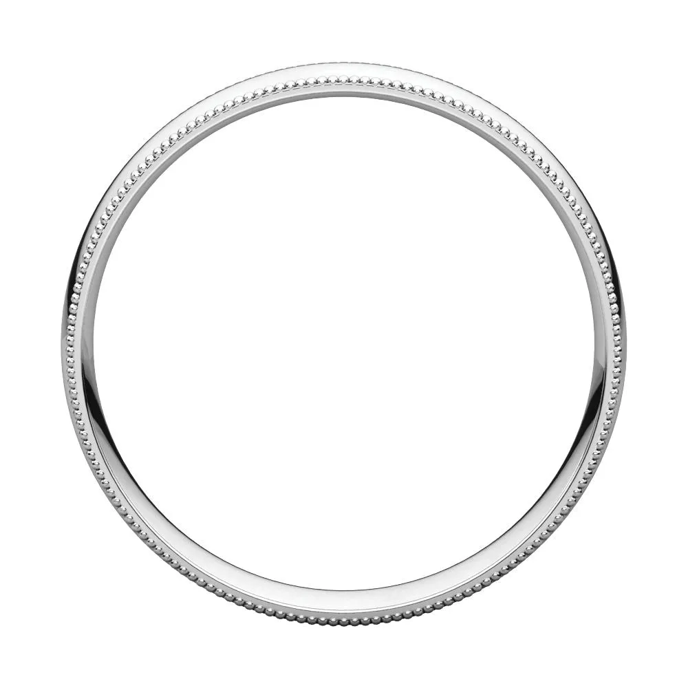 Platinum 4mm Light Comfort Fit Milgrain Band , Size 10