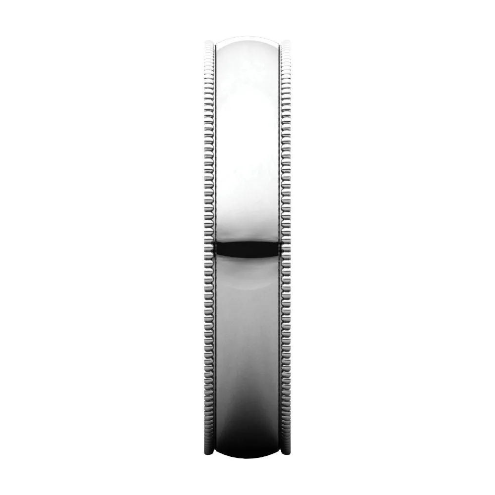 Platinum 4mm Light Comfort Fit Milgrain Band , Size 10
