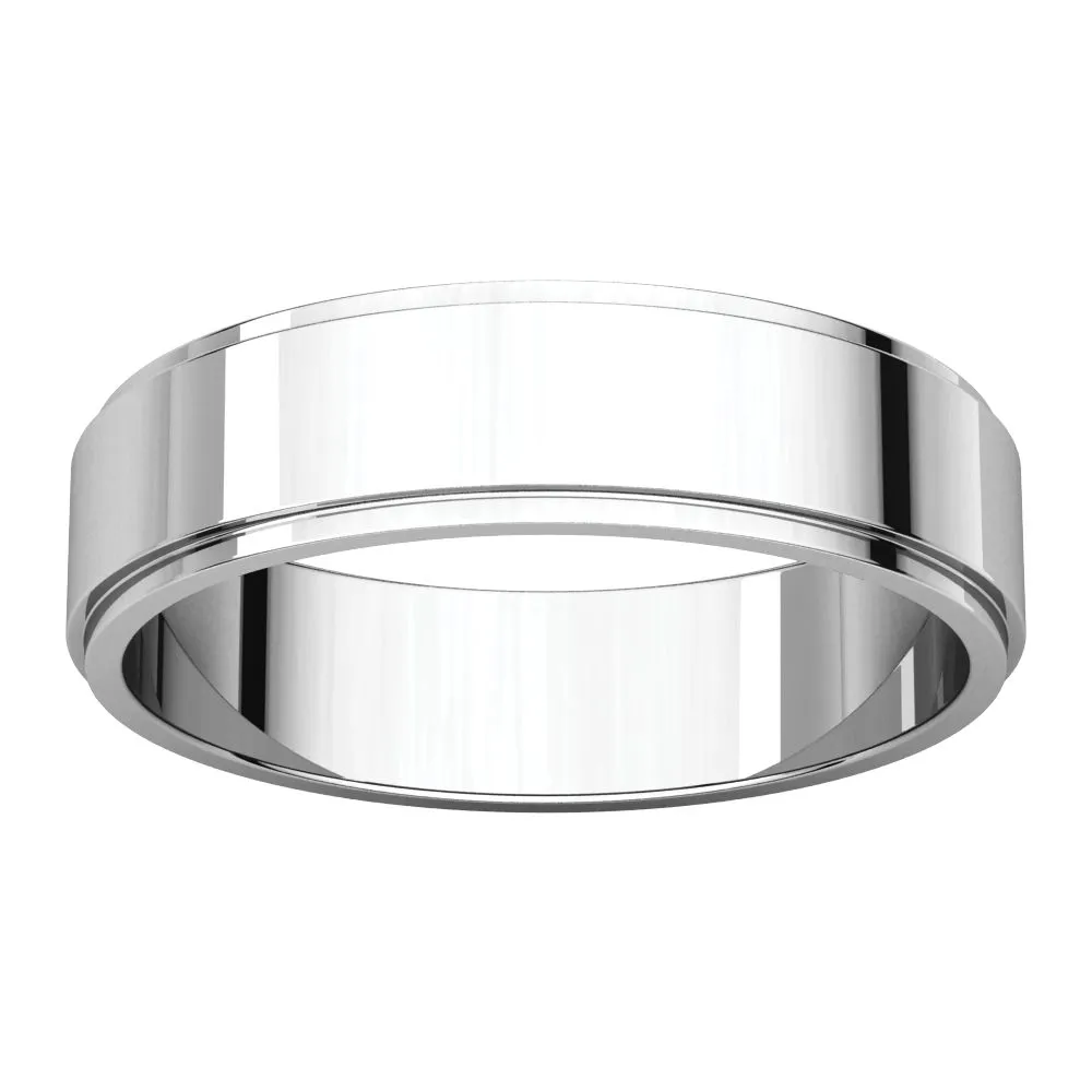 Platinum 5mm Flat Edge Band, Size 8.5