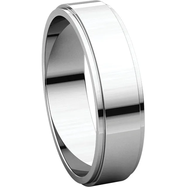 Platinum 5mm Flat Edge Band, Size 8.5