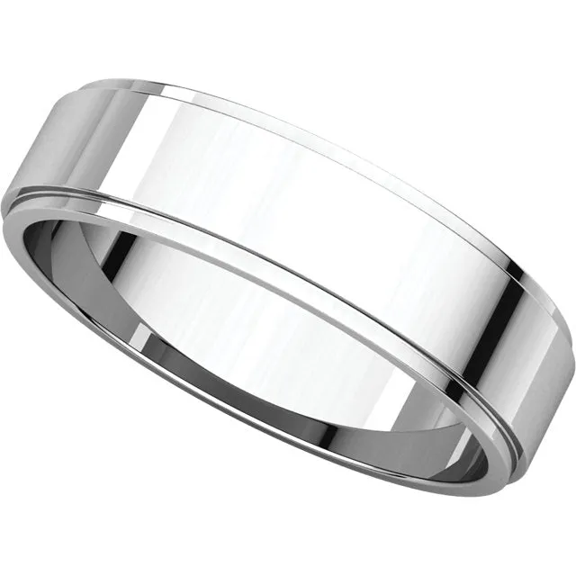 Platinum 5mm Flat Edge Band, Size 8.5