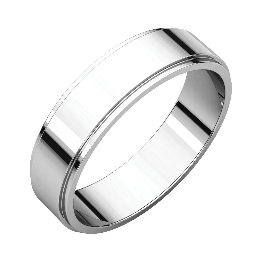 Platinum 5mm Flat Edge Band, Size 8.5