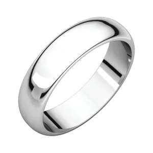 Platinum 5mm Half Round Band, Size 11