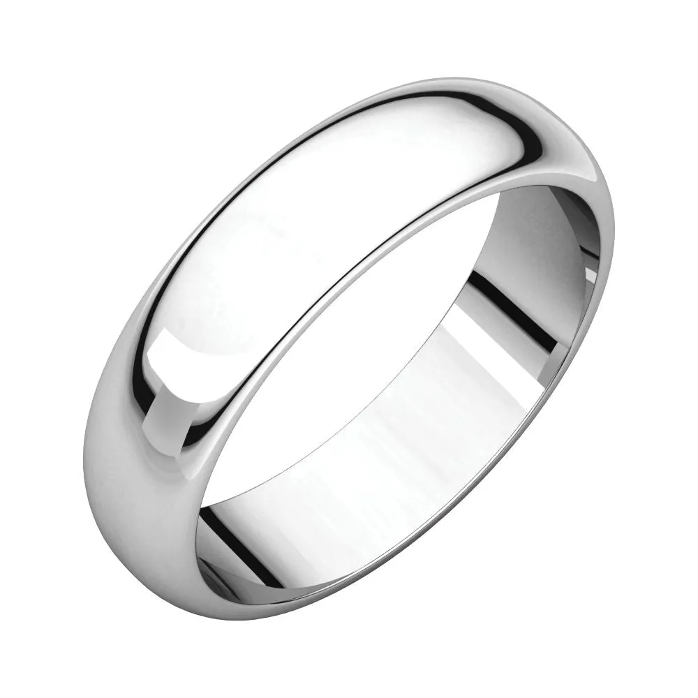Platinum 5mm Half Round Band, Size 7
