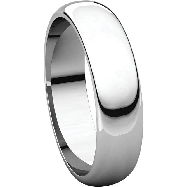 Platinum 5mm Half Round Band, Size 7