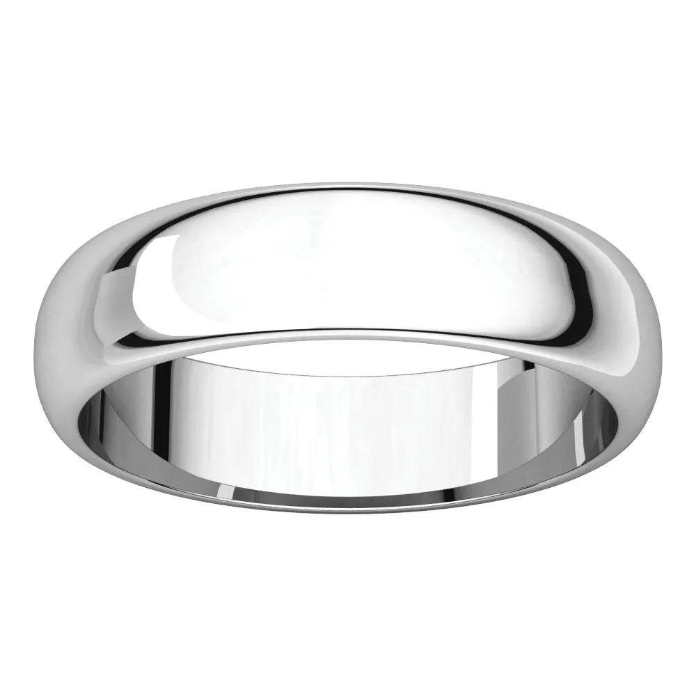 Platinum 5mm Half Round Band, Size 7