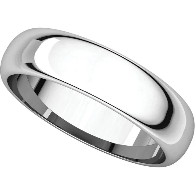 Platinum 5mm Half Round Band, Size 7