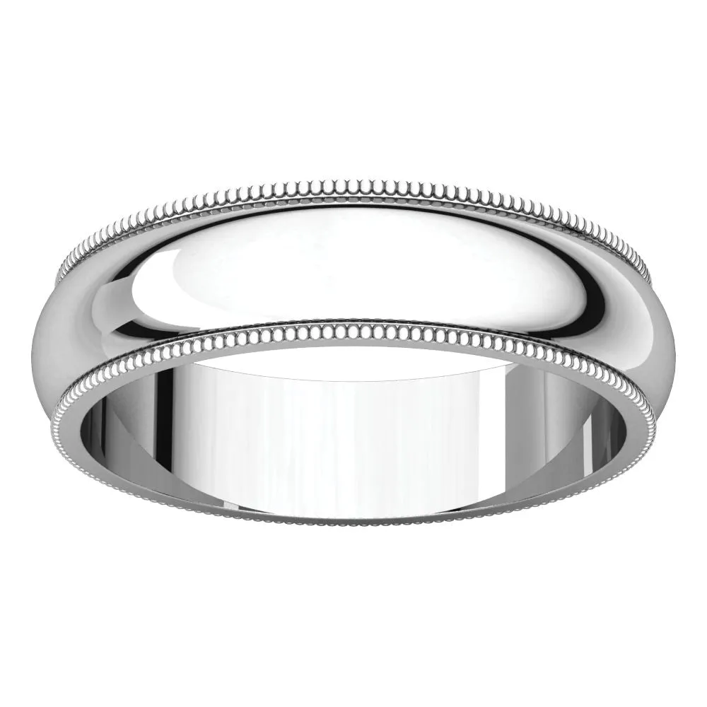 Platinum 5mm Milgrain Band, Size 9.5