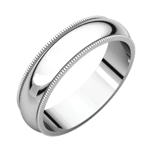 Platinum 5mm Milgrain Band, Size 9.5
