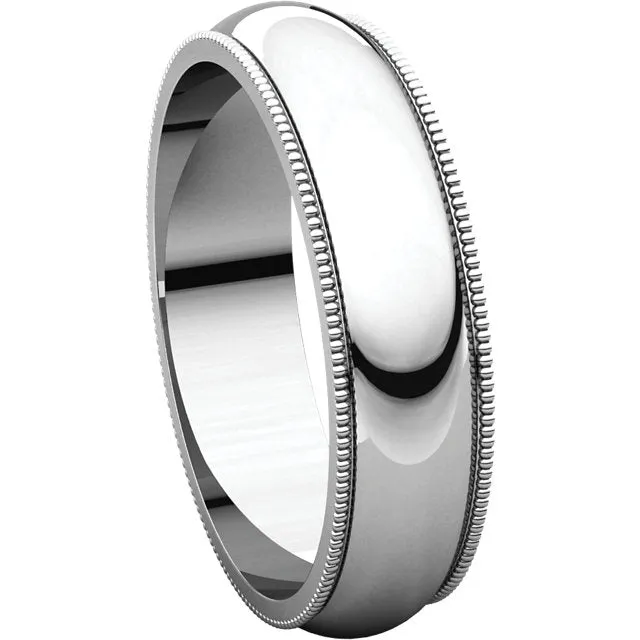 Platinum 5mm Milgrain Band, Size 9.5