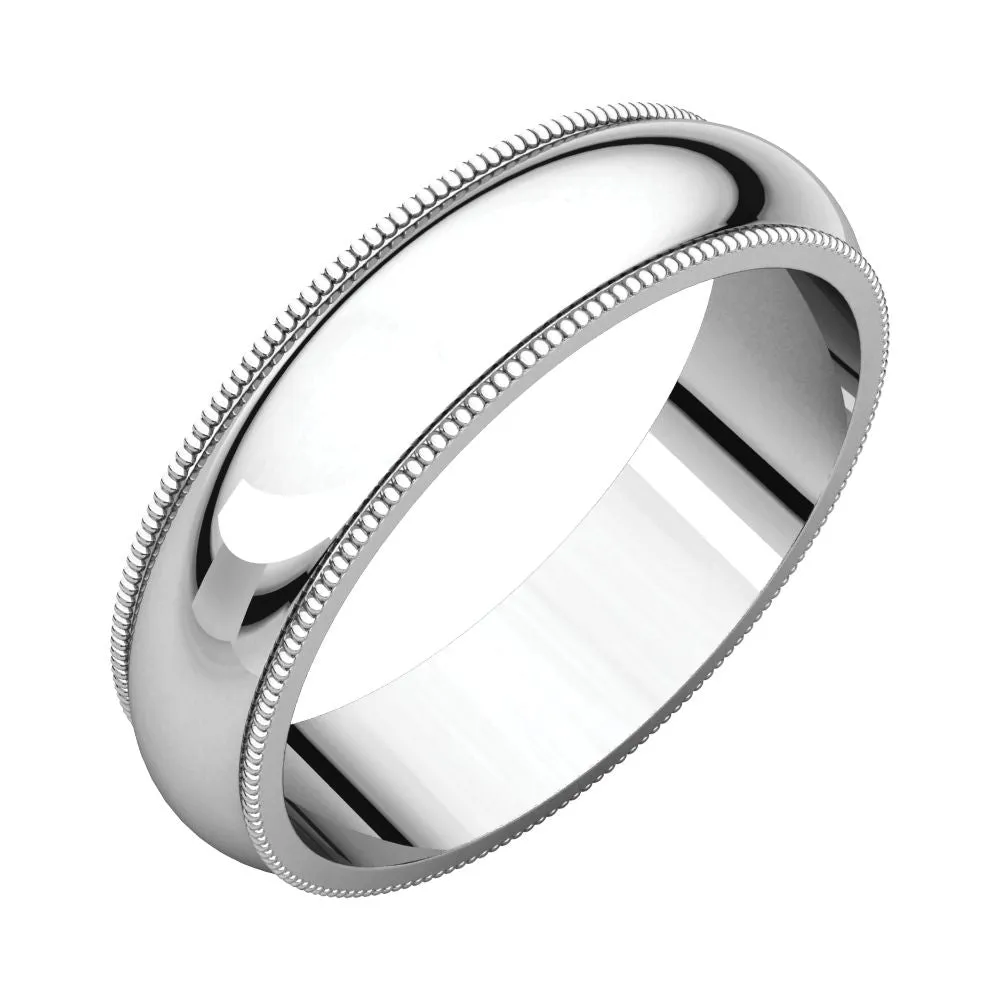 Platinum 5mm Milgrain Band, Size 9.5
