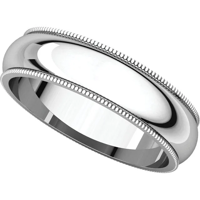Platinum 5mm Milgrain Band, Size 9.5