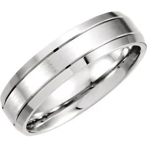 Platinum 6 mm Grooved Beveled-Edge Band Size 13.5
