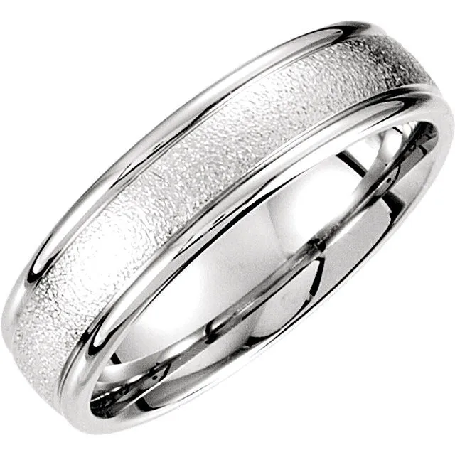 Platinum 6mm Fancy Carved Band Size 11.5
