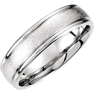 Platinum 6mm Fancy Carved Band Size 11.5