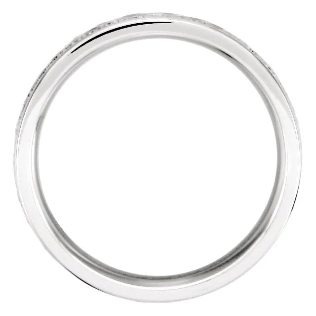 Platinum 6mm Fancy Carved Band with Micro-Hammer Finish Size 10.00