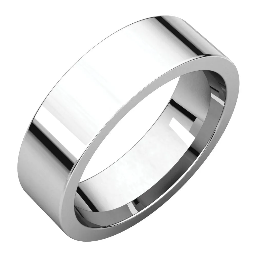 Platinum 6mm Flat Comfort Fit Band, Size 10.5