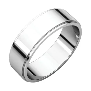 Platinum 6mm Flat Edge Band, Size 9.5