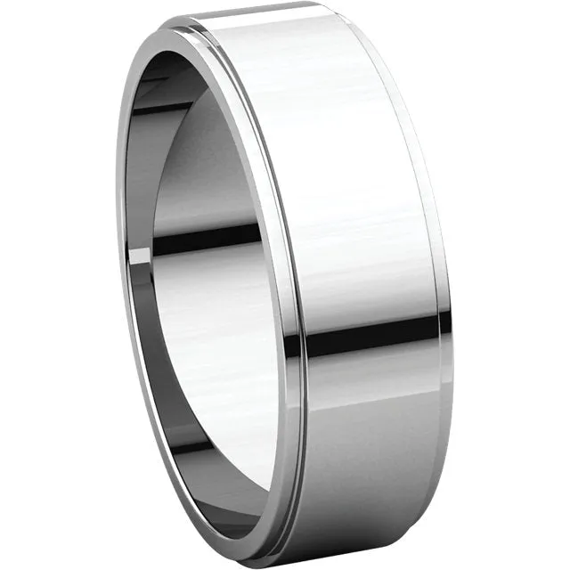 Platinum 6mm Flat Edge Band, Size 9