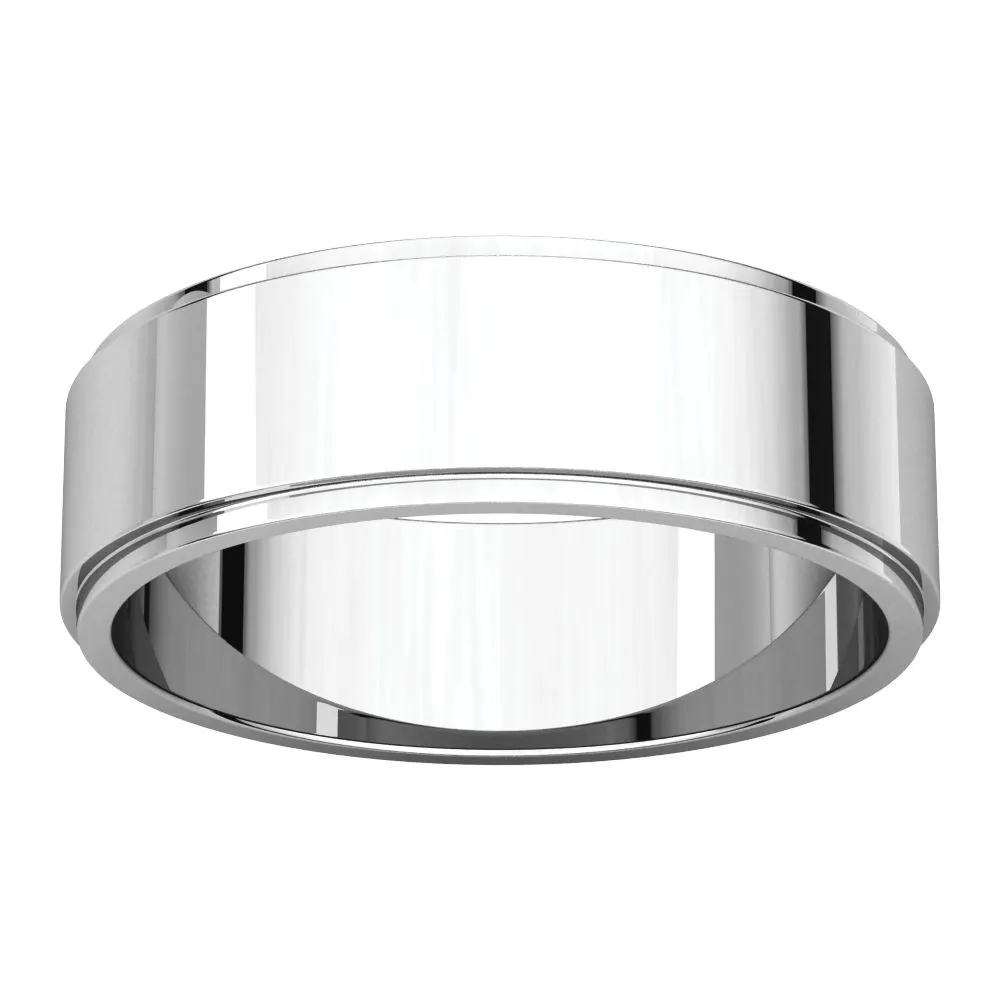 Platinum 6mm Flat Edge Band, Size 9