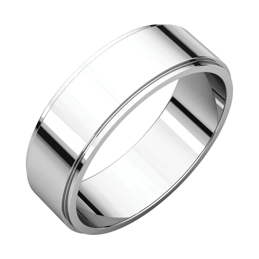 Platinum 6mm Flat Edge Band, Size 9