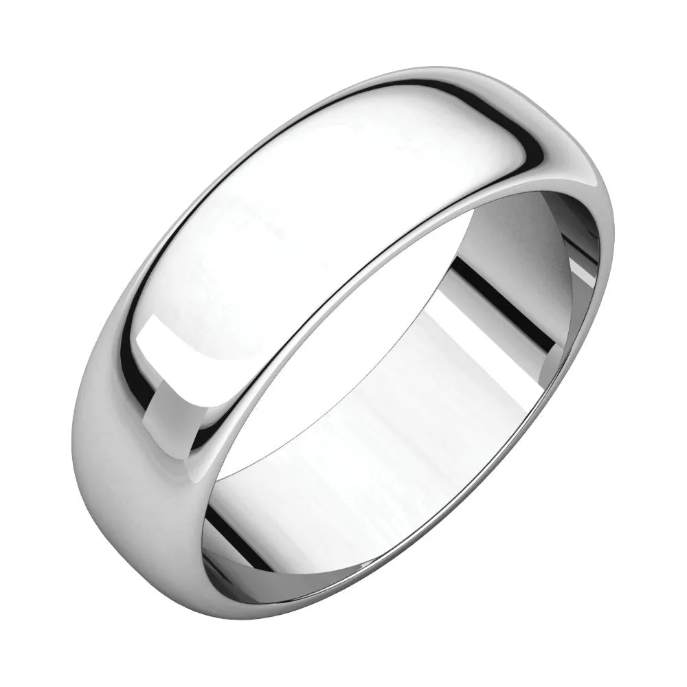 Platinum 6mm Half Round Band, Size 11